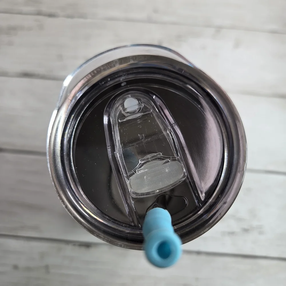 Blue Floral Insulated Tumbler with Straw
